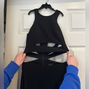 Long black dress with a slit & cut outs